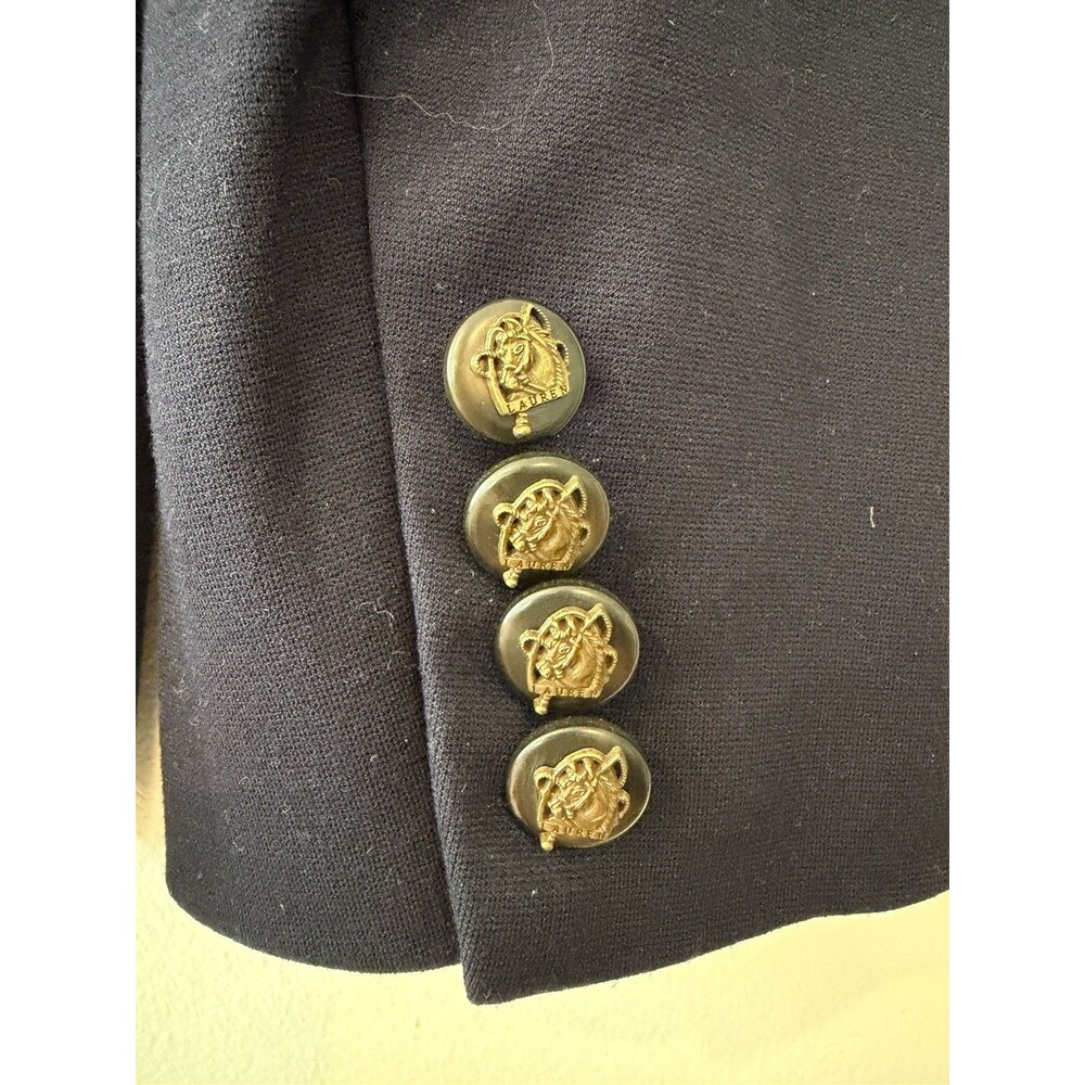 Lauren Ralph Lauren Three Button Ponte Blazer Womens size 2 Navy Equestrian - Picture 8 of 8